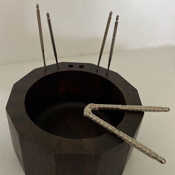 Vermillion Vintage Nut Bowl set / nutcracker and 4 nut pics - Functional Art - Picture 16 of 17